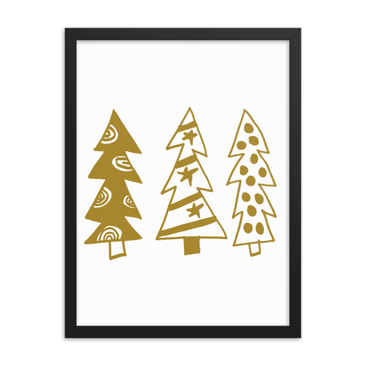 Golden Christmas Trees | Framed Poster