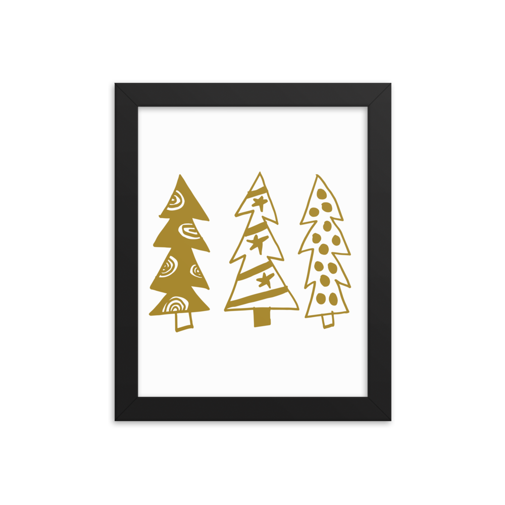 Golden Christmas Trees | Framed Poster