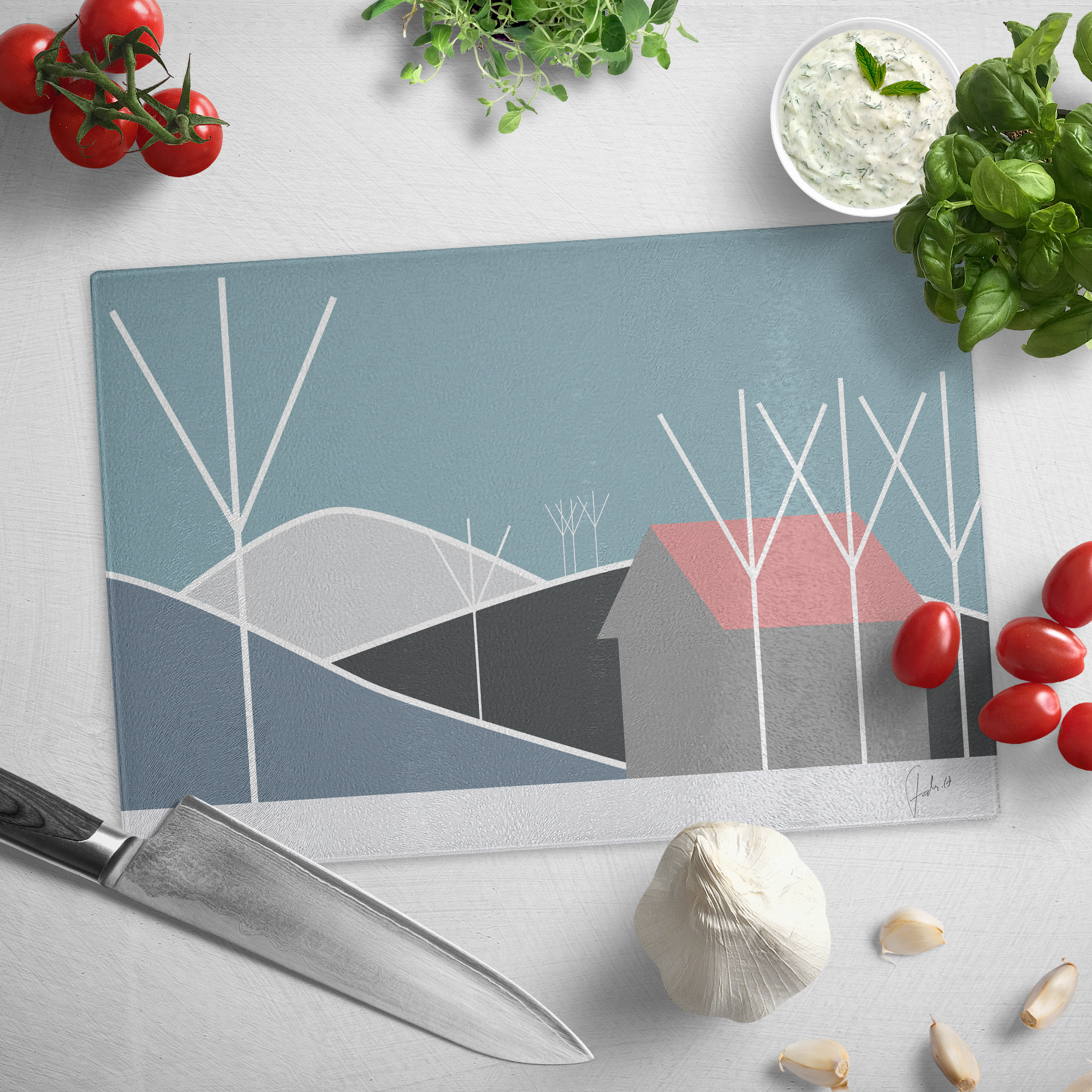 Waiting for Spring | Glass Cutting Board