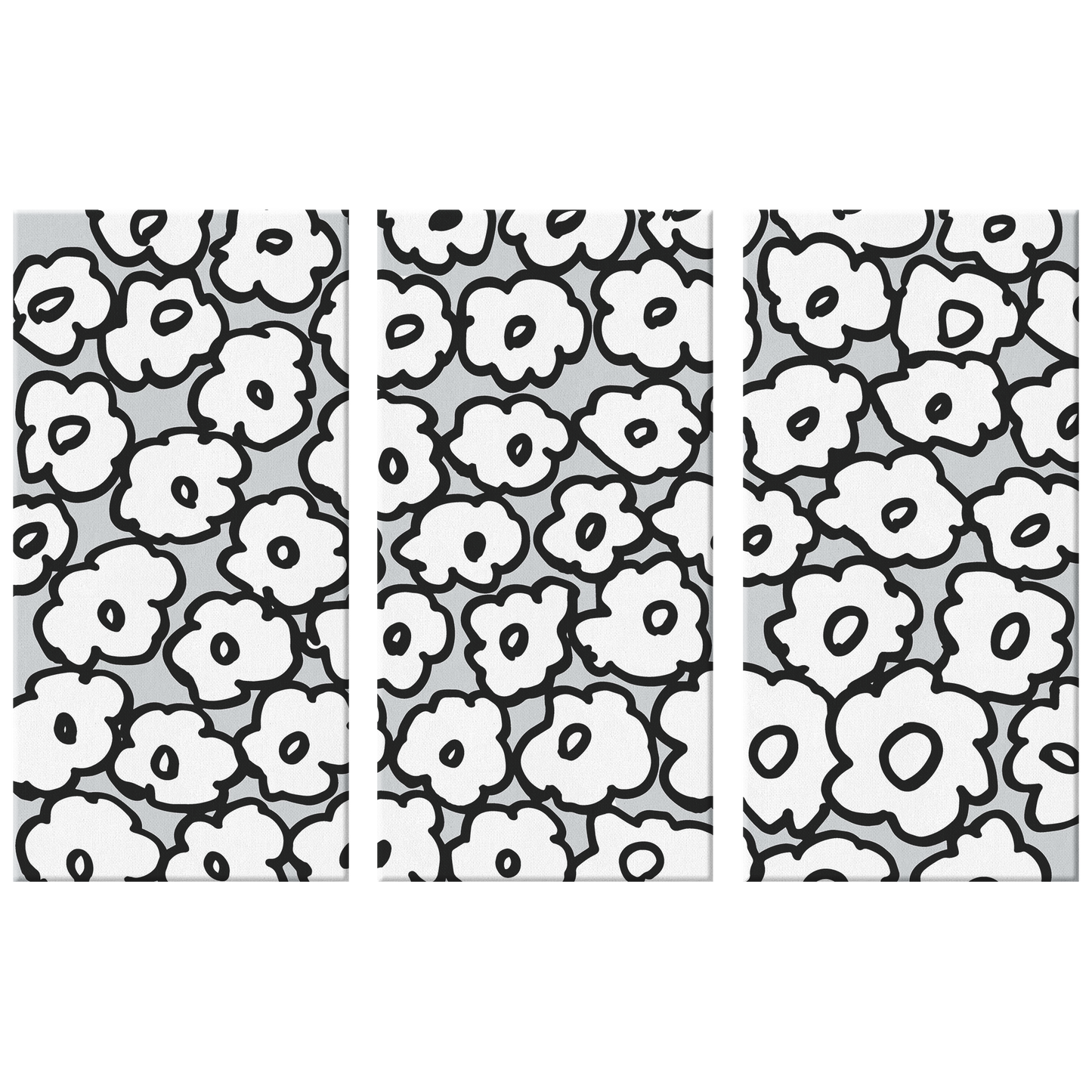 Happy White Flowers | 3 Piece Canvas
