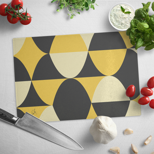 Yellow and Black Eggs | Glass Cutting Board