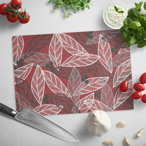 Christmas Leaves | Glass Cutting Board