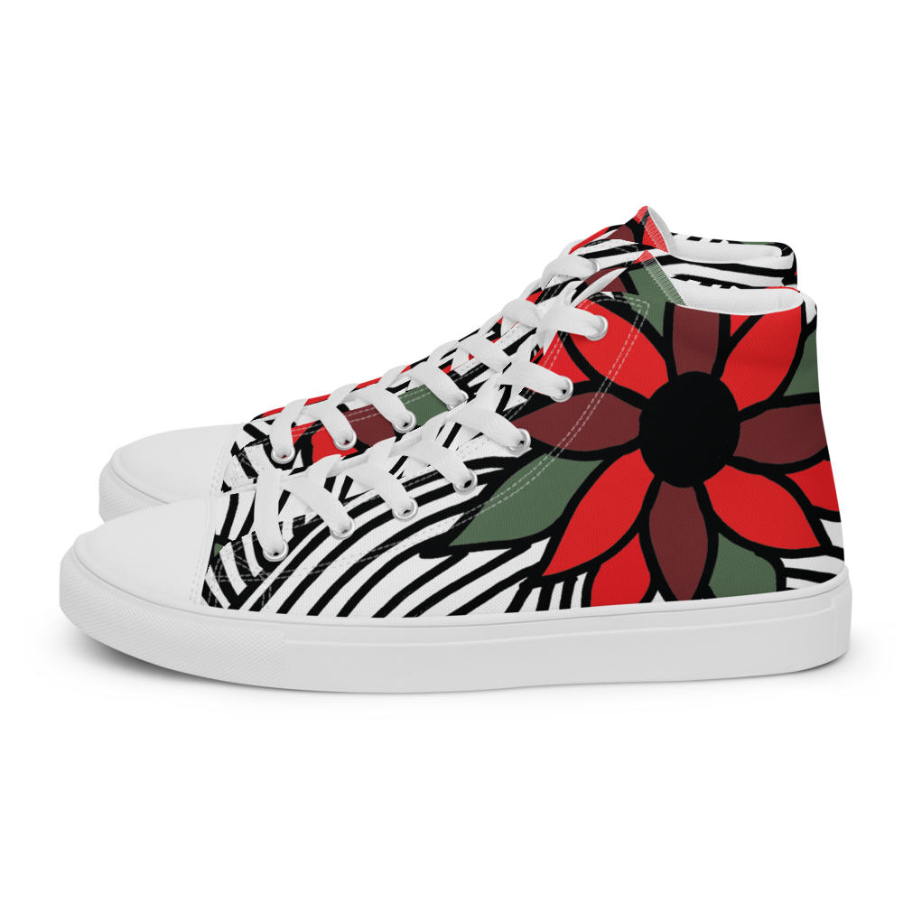 Christmas Flowers | Men's High Top Canvas Shoes
