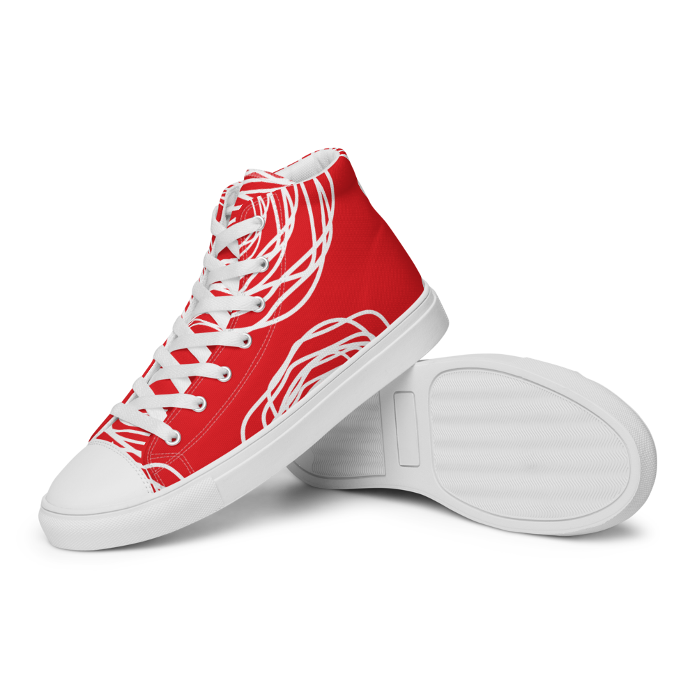 Red Flowers | Men's High Top Canvas Shoes