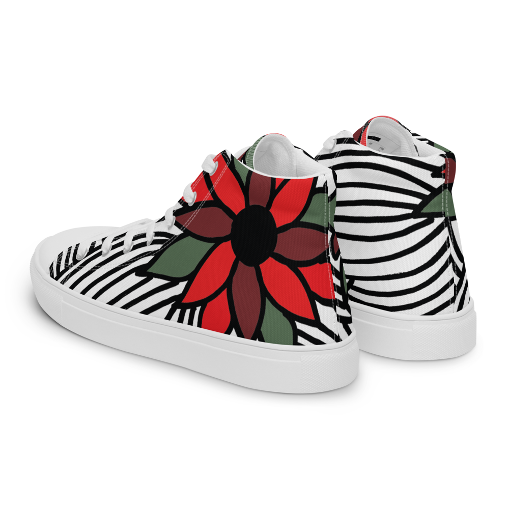 Christmas Flowers | Men's High Top Canvas Shoes