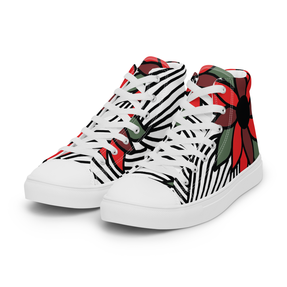 Christmas Flowers | Men's High Top Canvas Shoes