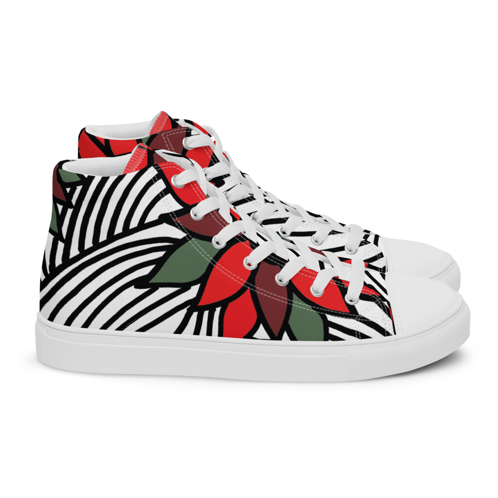 Christmas Flowers | Men's High Top Canvas Shoes