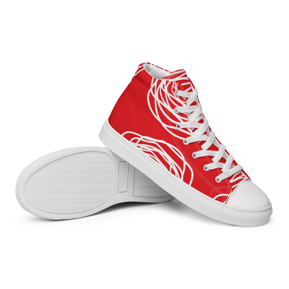 Red Flowers | Men's High Top Canvas Shoes