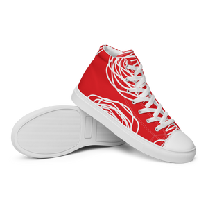 Red Flowers | Men's High Top Canvas Shoes