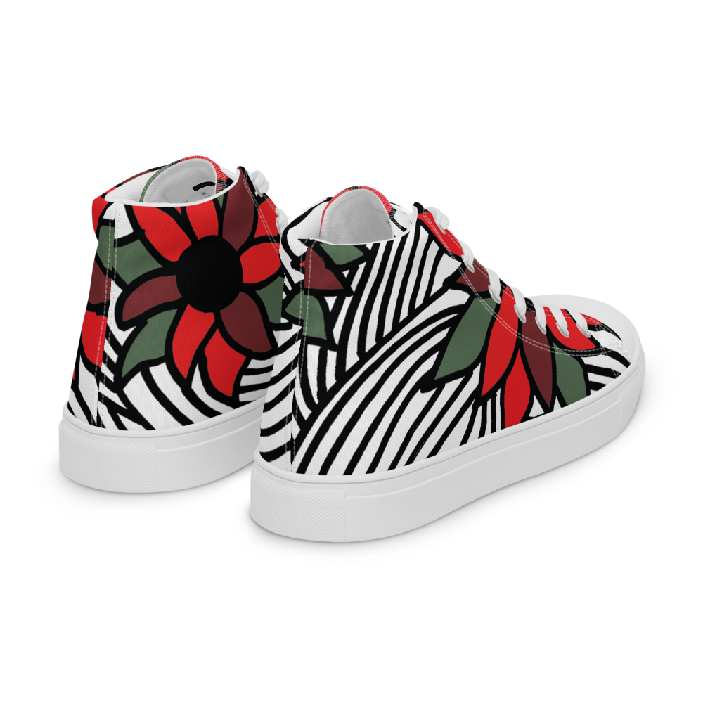 Christmas Flowers | Men's High Top Canvas Shoes