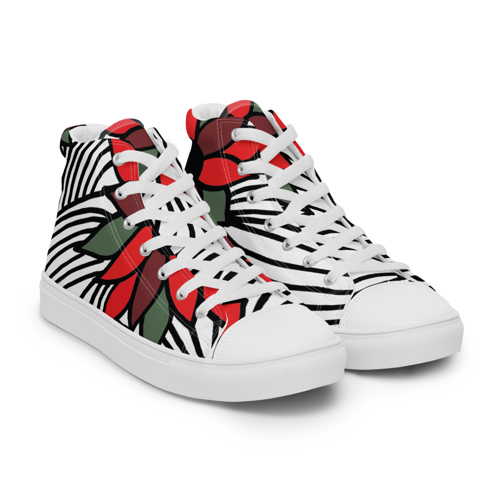 Christmas Flowers | Men's High Top Canvas Shoes