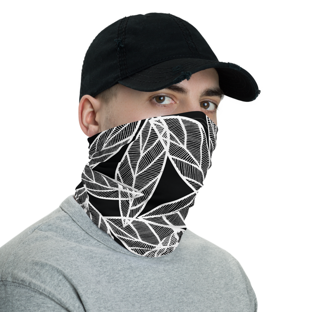 White Leaves on Black | Neck Gaiter