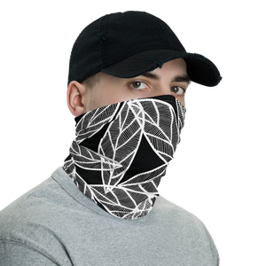 White Leaves on Black | Neck Gaiter