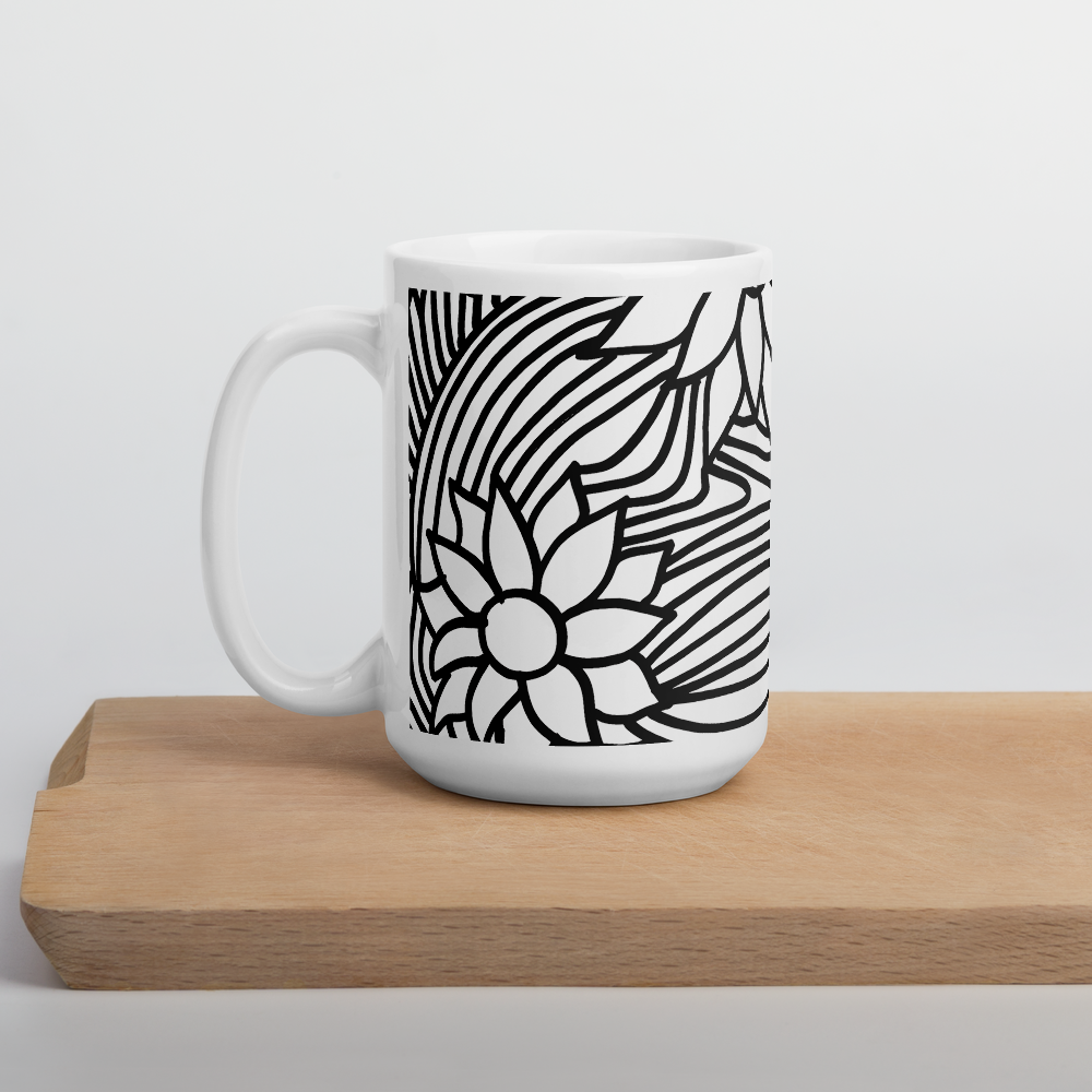 Black And White Flower Ornament | Mug