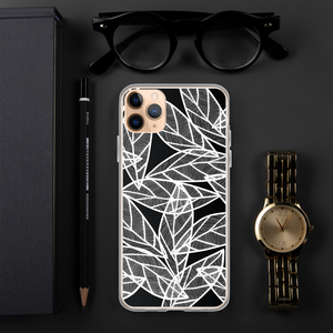 White Leaves on Black | iPhone Case