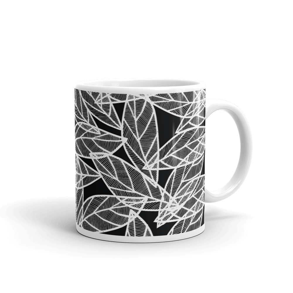 White Leaves on Black | Mug