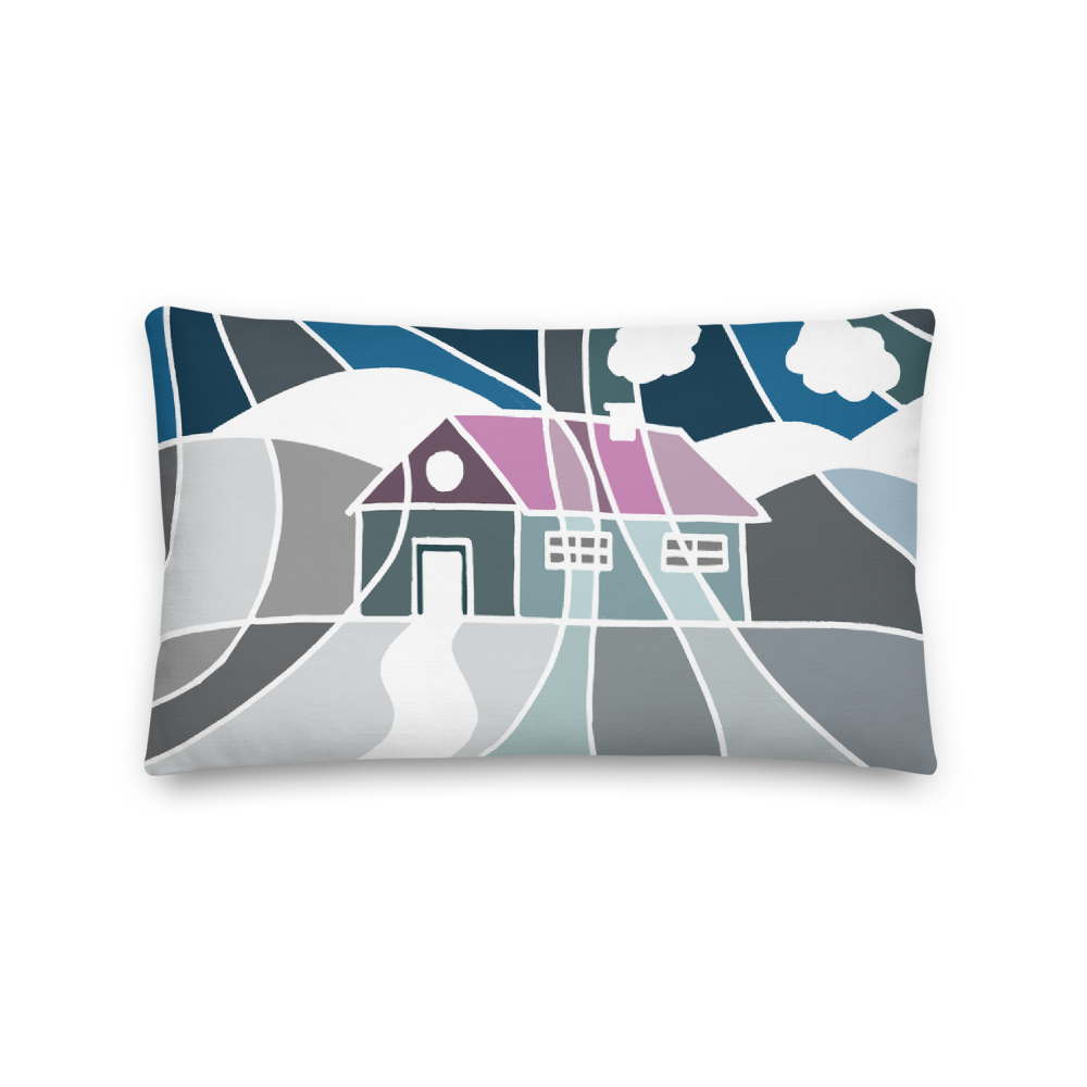 Pastel Winter House | Pillow