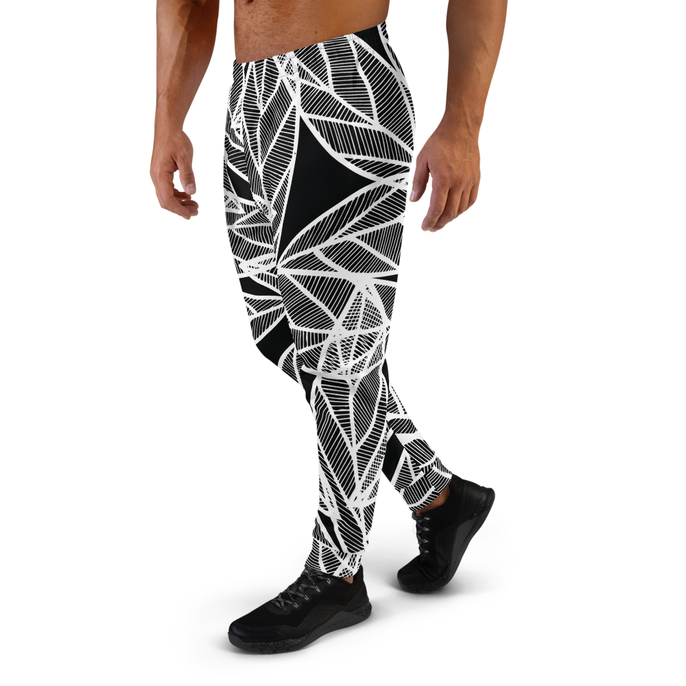 White Leaves on Black | Men's Joggers