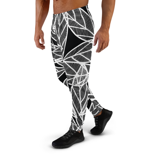 White Leaves on Black | Men's Joggers