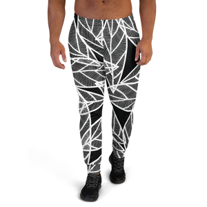 White Leaves on Black | Men's Joggers