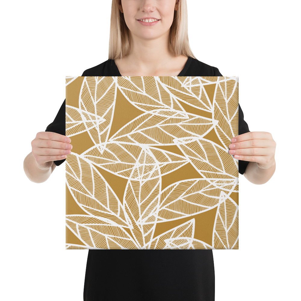 White Leaves on Gold | Canvas