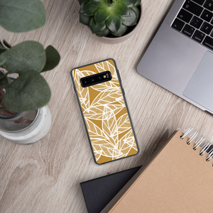 White Leaves on Gold | Samsung Case