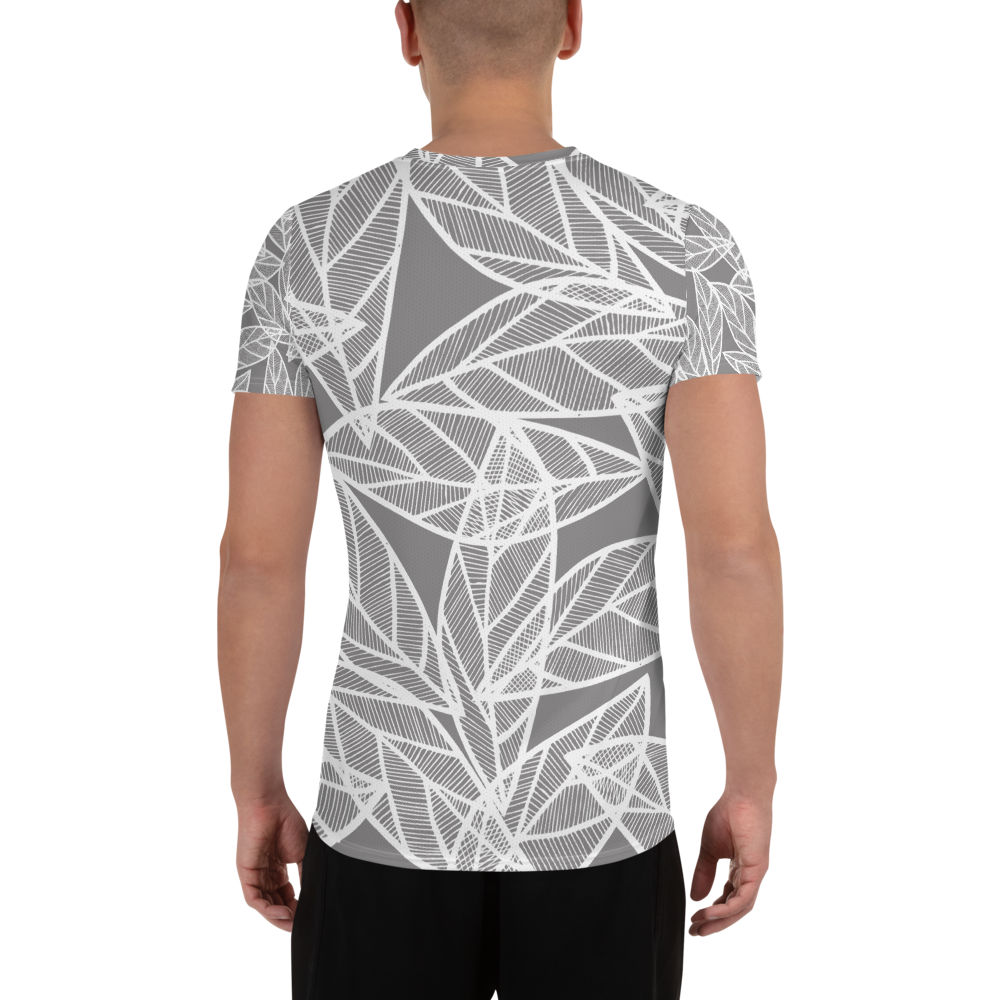Messy White Leaves | Men's Athletic T-Shirt
