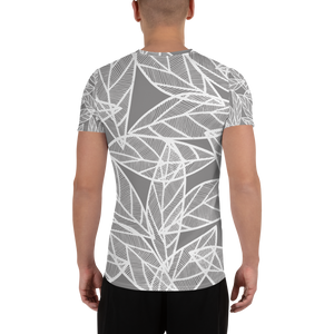 Messy White Leaves | Men's Athletic T-Shirt
