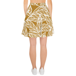 White Leaves on Gold | Skater Skirt