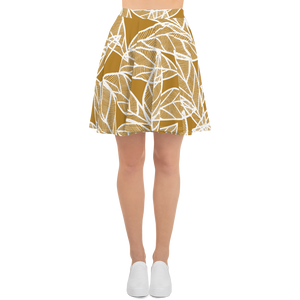 White Leaves on Gold | Skater Skirt