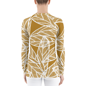 White Leaves on Gold | Women's Rash Guard