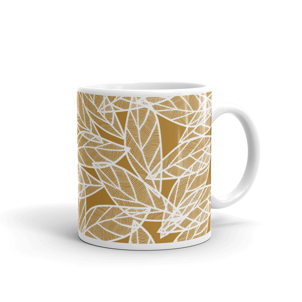 White Leaves on Gold | Mug