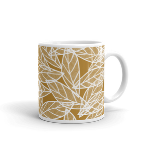 White Leaves on Gold | Mug