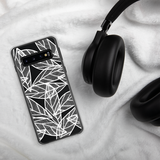 White Leaves on Black | Samsung Case