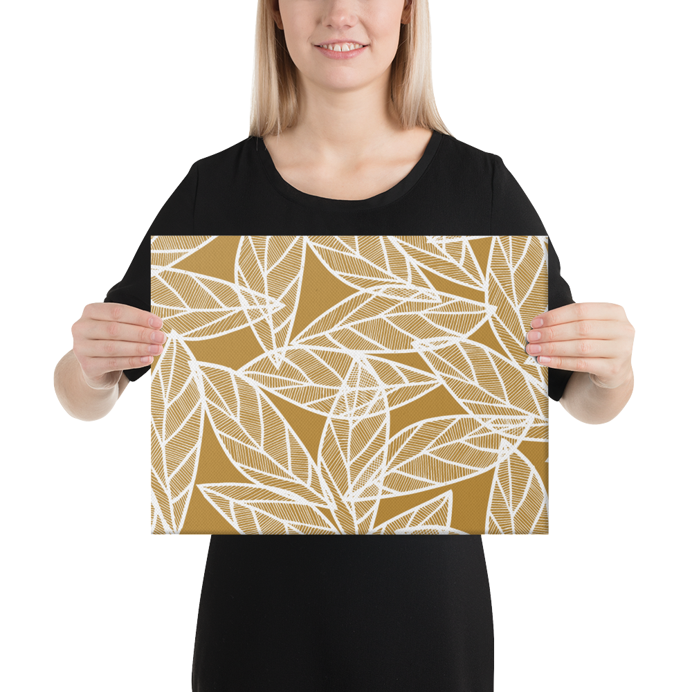 White Leaves on Gold | Canvas