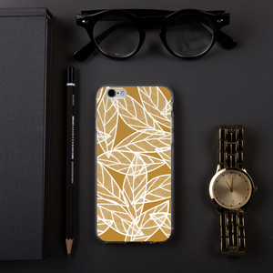 White Leaves on Gold | iPhone Case