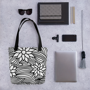 Black And White Flower Ornament | Tote Bag