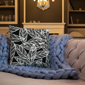 White Leaves on Black | Pillow