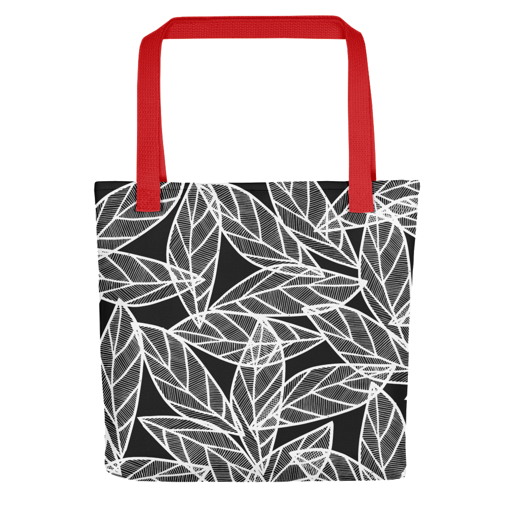 White Leaves on Black | Tote Bag
