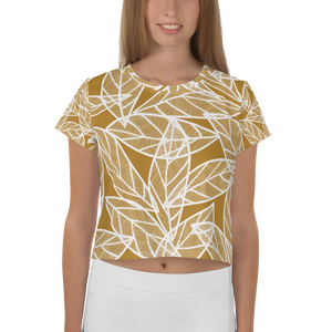 White Leaves on Gold | Crop Tee