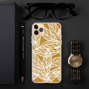 White Leaves on Gold | iPhone Case