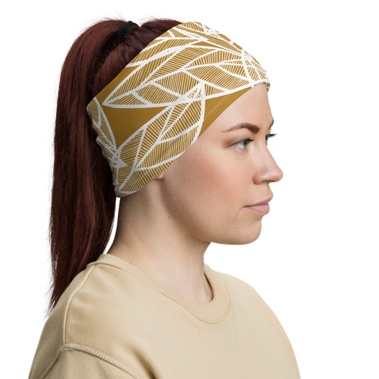 White Leaves on Gold | Neck Gaiter