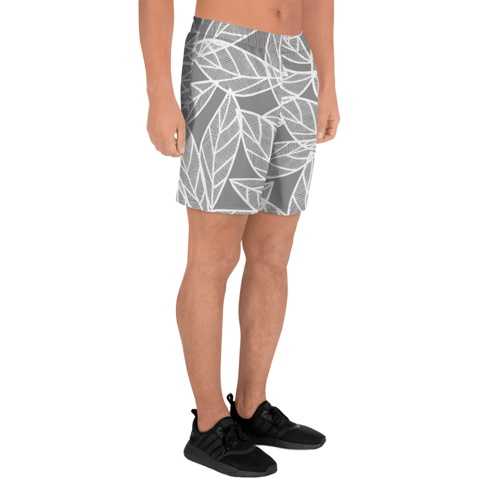 Messy White Leaves | Men's Athletic Long Shorts