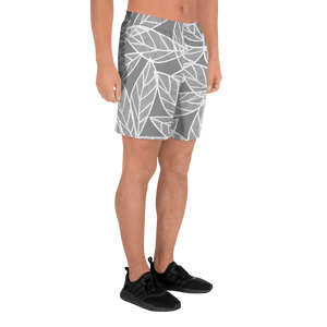 Messy White Leaves | Men's Athletic Long Shorts