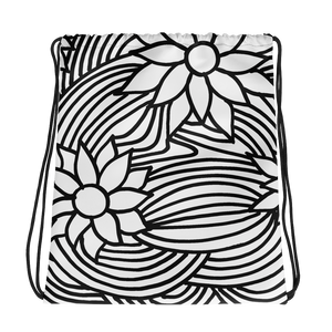Black And White Flower Ornament | Drawstring Bag