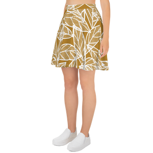White Leaves on Gold | Skater Skirt