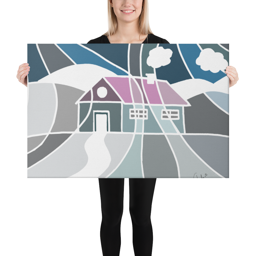 Pastel Winter House | Canvas