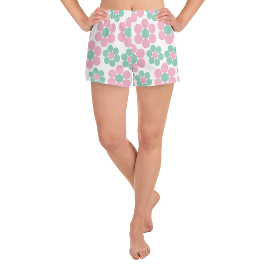 Happy Pastel Flowers | Women's Athletic Short Shorts