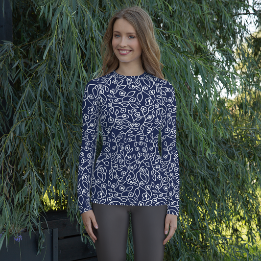 White Small Flowers | Women's Rash Guard