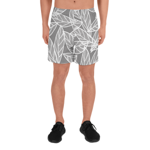Messy White Leaves | Men's Athletic Long Shorts